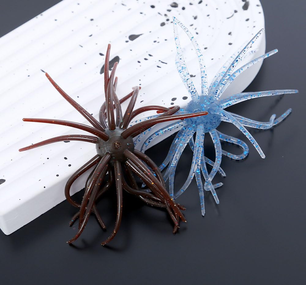 Cuoyuqie 3 pcs Fishing Sea Urchin Lures 9g Silicone Worm Silicone Worm Lure TPE Freshwater Bass Urchin BFS Fishing Lure