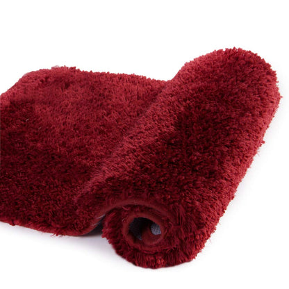 Walensee Bath Rug - Non Slip, Soft Microfiber Shaggy Bath Mat (20 x 32, Red), Machine Washable, Thick Plush Shower Mat