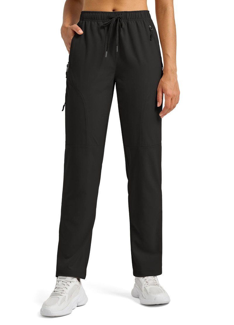 Willit Womens Hiking Pants Quick Dry Cargo Pants Lightweight Water Resistant Travel Golf Work Zipper Pockets Regular 29'' Black L
