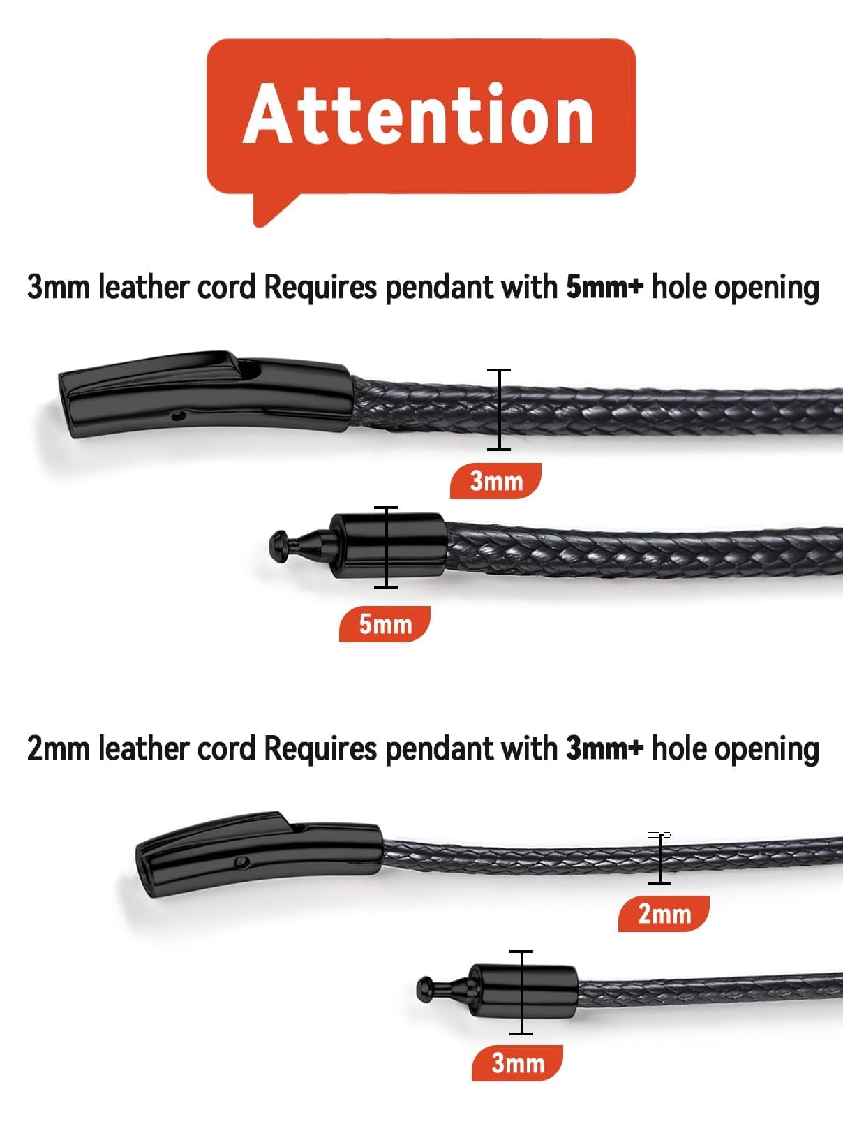 FaithHeart Genuine Leather Necklace Cord for Men Unique Solid String Wax Rope Neck Chains for Dad 16-30inch Black Chains