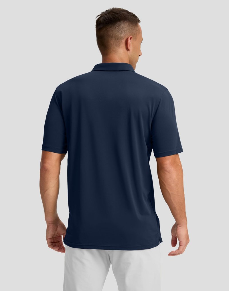 Men's Golf Shirts Dry Fit Moisture Wicking Performance Short Sleeve Collared Polo Shirts for Casual Tennis Bussiness (Navy Coloured Lines, XL)