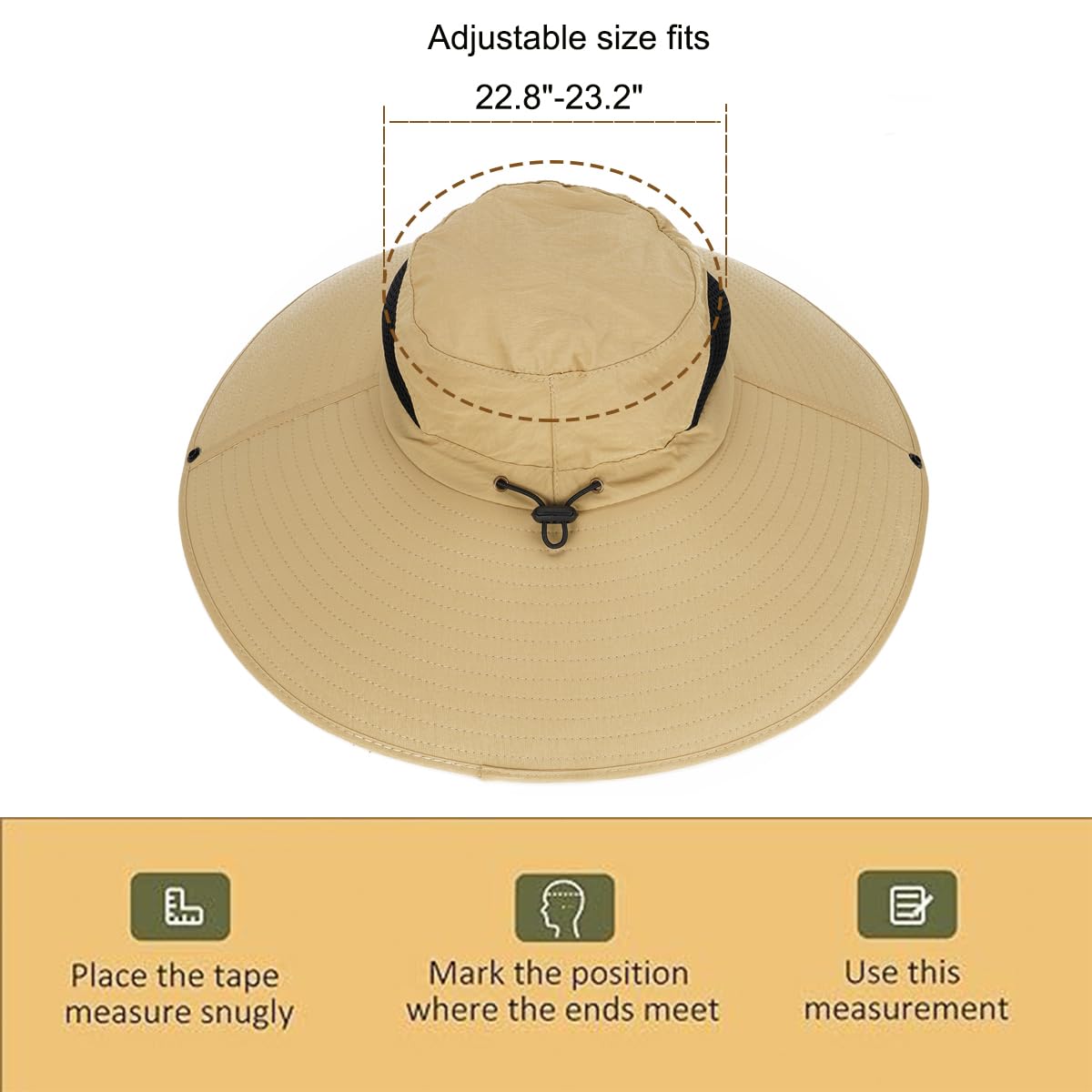 Leotruny Women Super Wide Brim Sun Hat UPF50+ Waterproof Bucket Hat for Fishing, Hiking, Camping (C01-khaki)