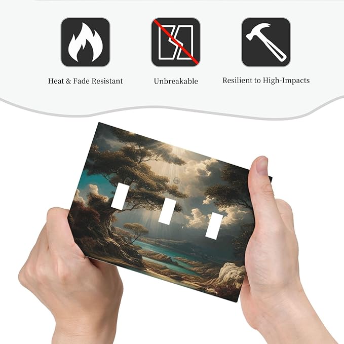 Decorative Art Light Switch Covers Sunburst Over the Wilderness 3 Gang Triple Toggle Wall Plate Decorative Switch plate Electrical Faceplate for Home Decor