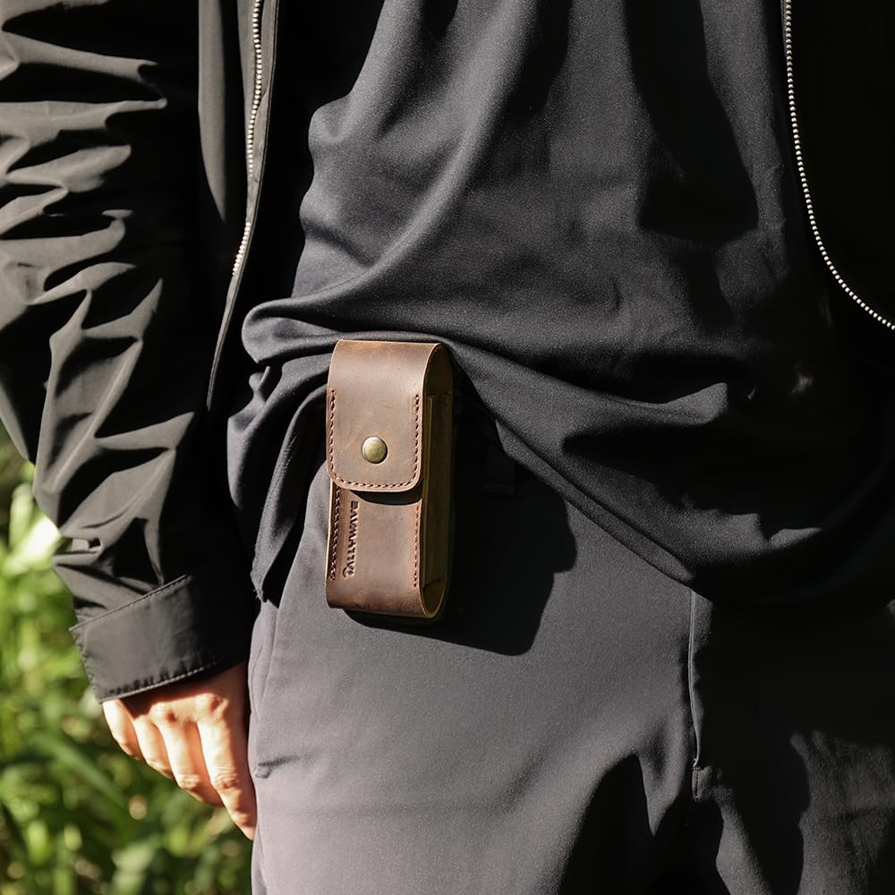 Tallywave Leather Multitool Sheath - Belt Clip Leather Multitool Holster - EDC Belt Organizer Multitool Pouch for Belt - Magnetic Closure Multitool Case, Darkbrown