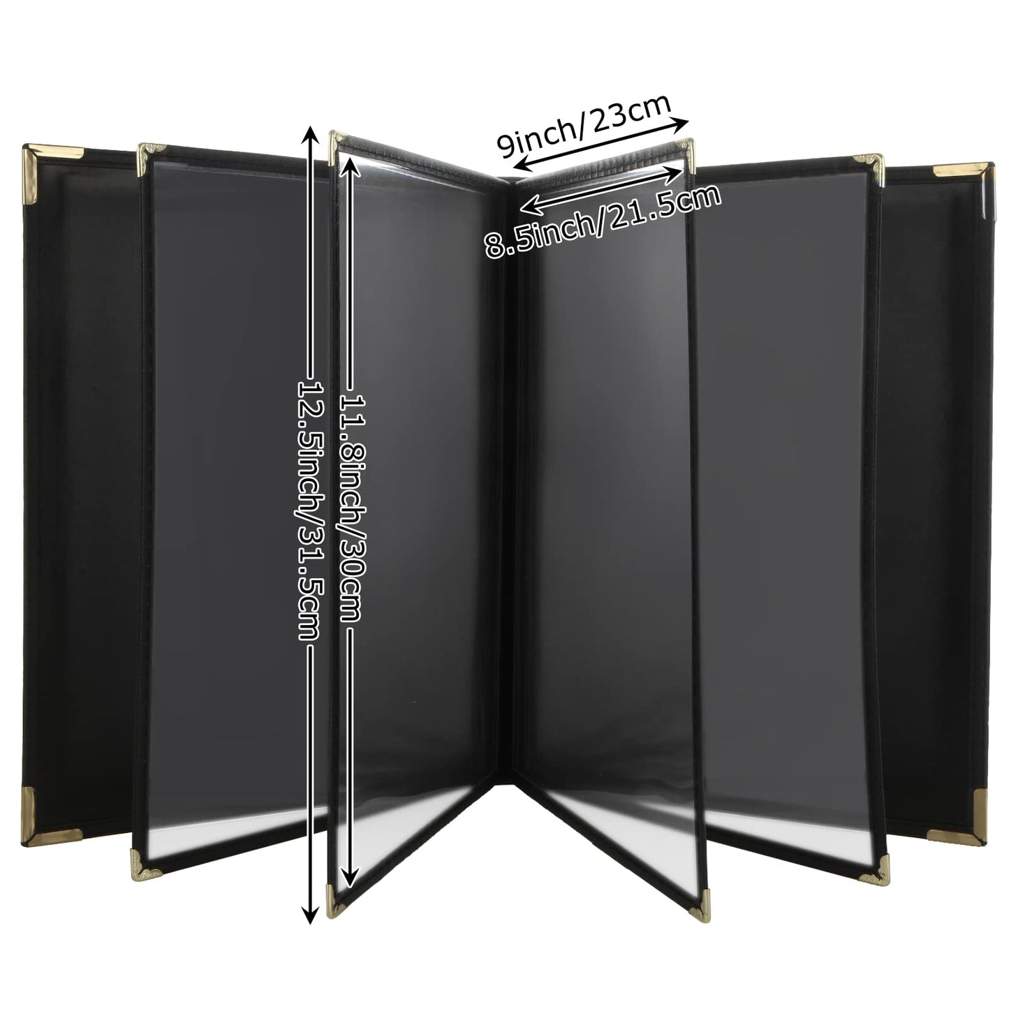 FVIEXE 2PCS Menu Holder 8.5 x 11 Inch, Restaurant Menu Covers 4 Page 8 View, Transparent Faux Leather Menu Sleeves Menue Book Folder for Restaurant Bar Cafe