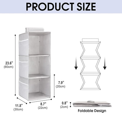 PetsHome 3-Shelf Hanging Closet Organizer, Space Saver, Closet Hanging Storage