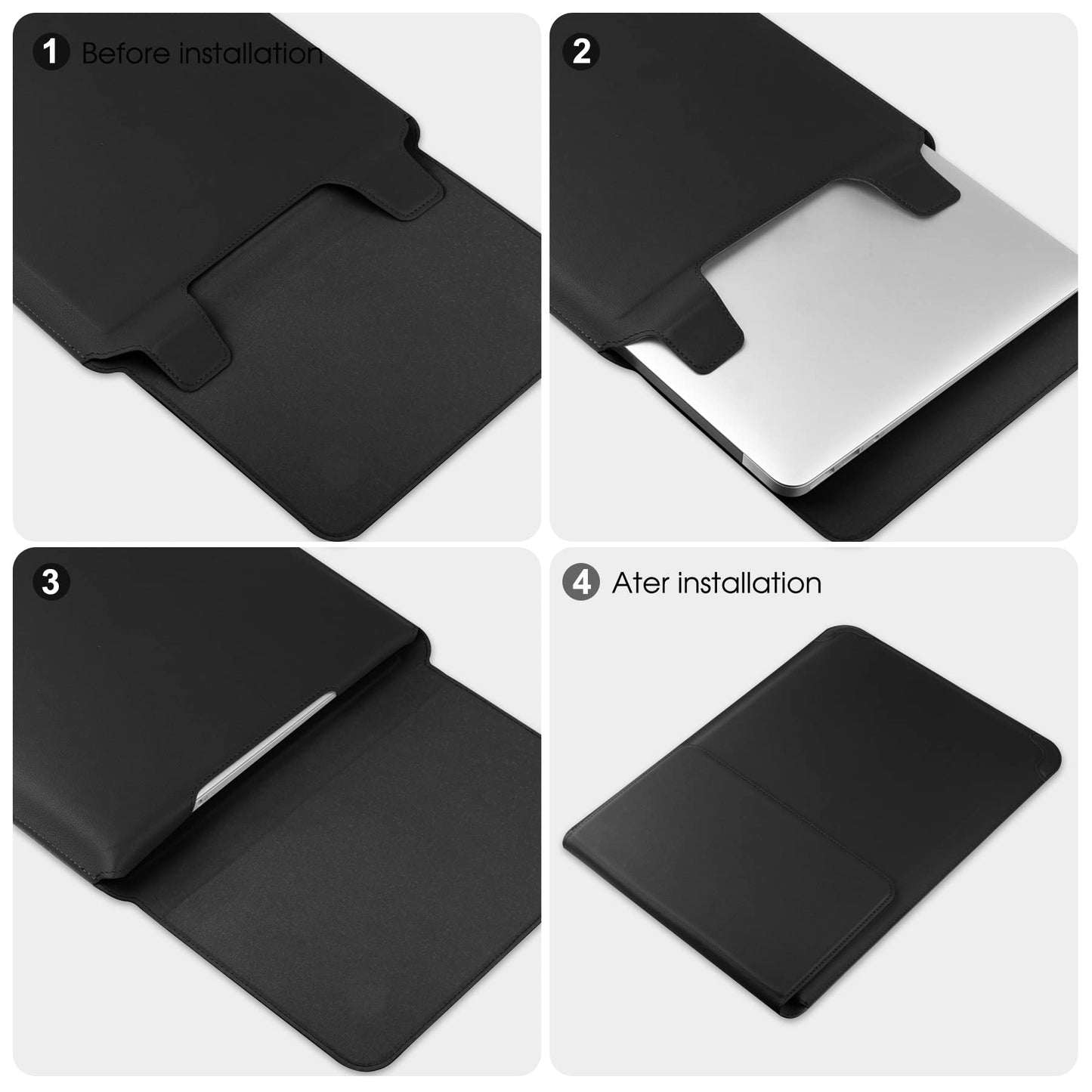 HoYiXi 15 16 Inch Laptop Sleeve Case Leather Bag for MacBook Pro 16 2021 & 2019/ASUS Vivobook 15/Huawei MateBook D15/HP 15.6" PC/MacBook Pro 15/Surface Laptop 3/Dell Inspiron 15/IdeaPad, Black