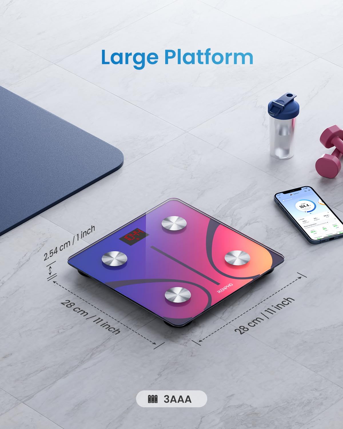 RENPHO Smart Scale for Body Weight, Digital Bathroom Scale BMI Weighing Bluetooth Body Fat Physician Scale, Body Composition Monitor Health Analyzer with Smartphone App, 400 lbs - Elis 1