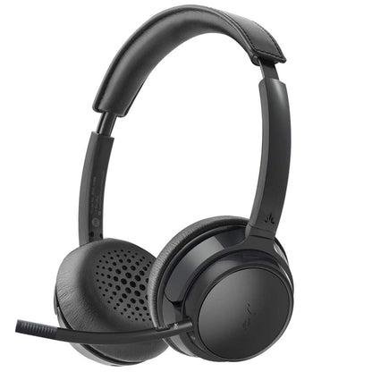 Avantree AH6B - Bluetooth On Ear Headphones with Detachable Mic for Work in Office or at Home, Premium Sound, 22 Hrs Playtime, Soft Padding, Lightweight, Wireless & Wired for Phone PC Laptop, Black