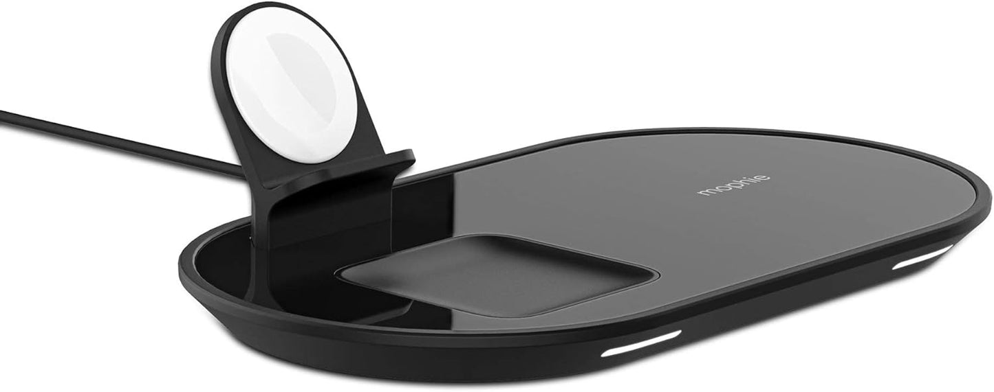 Mophie 3 in 1 Qi Wireless Charging Pad for iPhone, AirPods and Apple Watch - Polished Black (409903518)