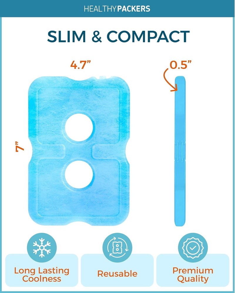 Healthy Packers Ice Packs for Lunch Boxes & Coolers - Freezer Packs - Original Cool Pack | Cooler Accessories for Beach, Camping & Fishing | Slim & Long-Lasting Reusable Ice Pack for Cooler (Set of 4)
