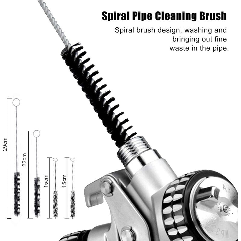 17pcs Multi-Purpose Spray Gun Cleaning Kit,Nylon Brushes Paint Gun Cleaning Kit Mini Brushes & Needles for Clean Airbrush Nozzles Spray Guns Tattoo Equipment (17)