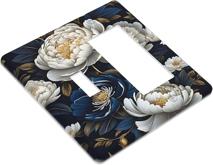 Floral Pattern, Botanical Art, Peonies, Blooming Flowers,Blue And White Flowers, Gold Accents