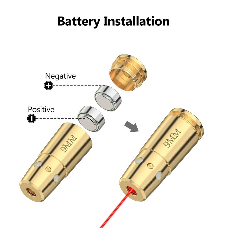 MidTen 9mm Laser Bore Sighter with 4 Sets of Batteries, Bore Sight Laser Zeroing Works Quickly and Effectively