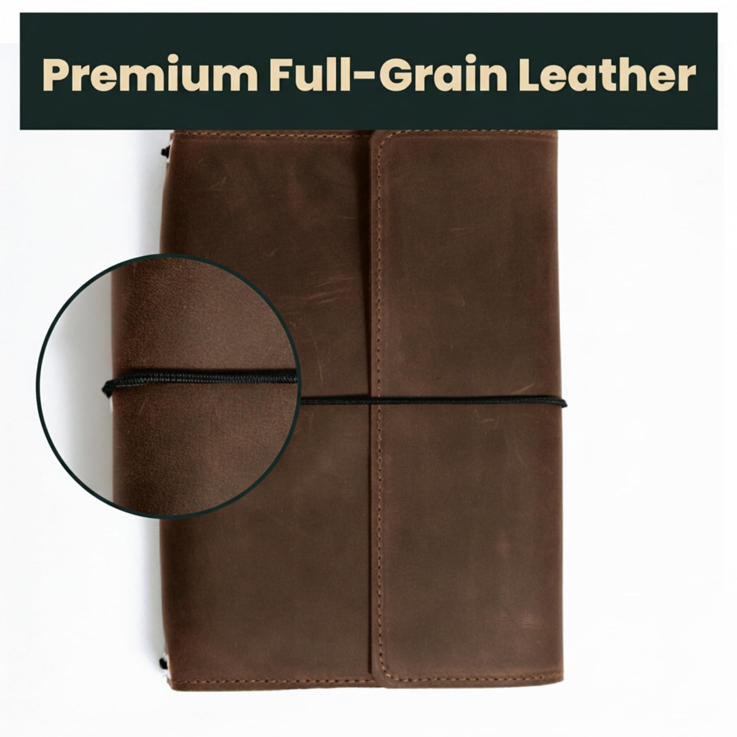 TORAKIP Leather A5 Notebook Cover – Refillable Journal Case with Elastic Bands, Pen Loop & Inner Pockets, Handmade Notebook Organizer, Fits 5.8" x 8.3" Inserts (Paper Not Included), Brown
