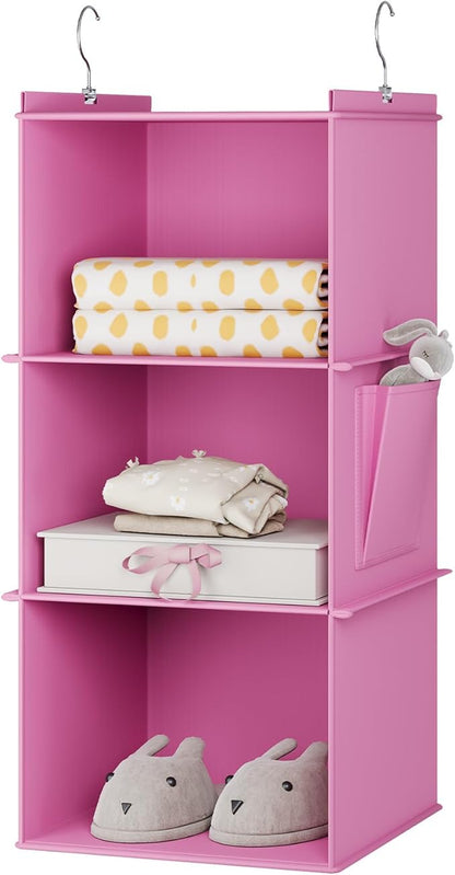 YOUDENOVA Hanging Closet Organizer, 3-Shelf Closet Hanging Storage Shelves