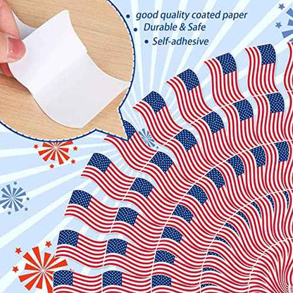 Whaline 69Ft 4th of July Bulletin Board Border 60 Sheet Patriotic American Flag Trim Border Stickers Self-Adhesive USA Flag Border Decals for Independence Day Memorial Day Classroom Decoration