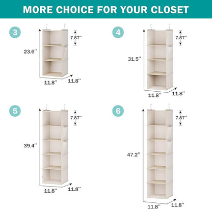 YOUDENOVA Hanging Closet Organizer, 5-Shelf Closet Hanging Storage Shelves