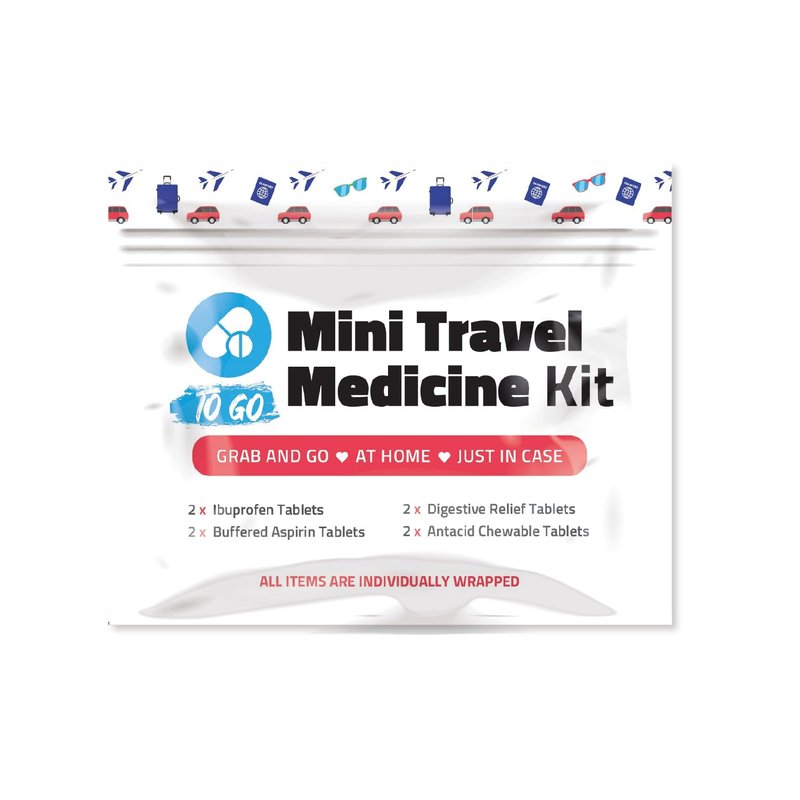 Mini Travel Medicine Kit – Variety Pack of Individual OTC Packets – Individual Packets for Emergency, First Aid, Cruise & Camping – Compact Size for Purse, Bag or Car (Red) (1)