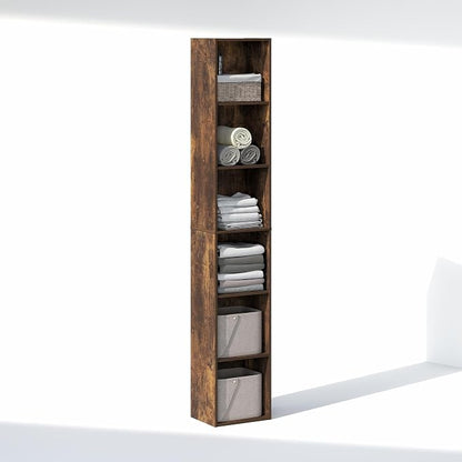 Furinno Cubicle 6-Tier Closet Organizers and Storage, Closet Organizer, Open Shelf Closet Storage, 21.1" W, for Wardrobe, Bedroom, Living Room, Amber Pine