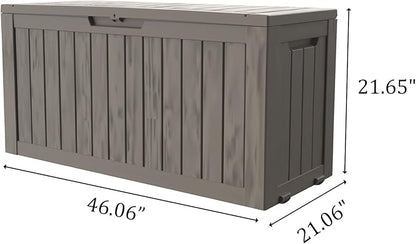 80 Gallon Coffee Resin Deck Box - Rustic Outdoor Storage for Garden Tools, Patio Essentials & Package Delivery - Weatherproof, Lockable for Farmhouse Decks