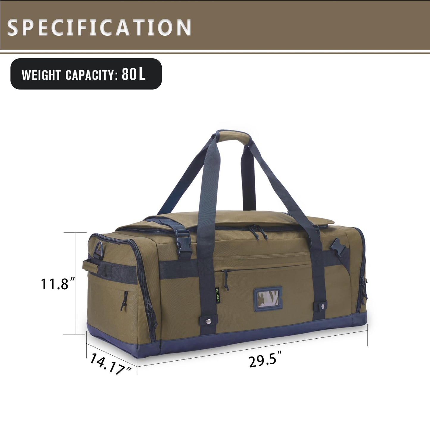 Large Duffle Bag for Travel - Men & Women, Foldable Gym Duffle Backpack, Heavy Duty Tactical Military Canvas Duffel Bags, Extra Big Carry On with Shoe Pockets, Waterproof (80L/103L)