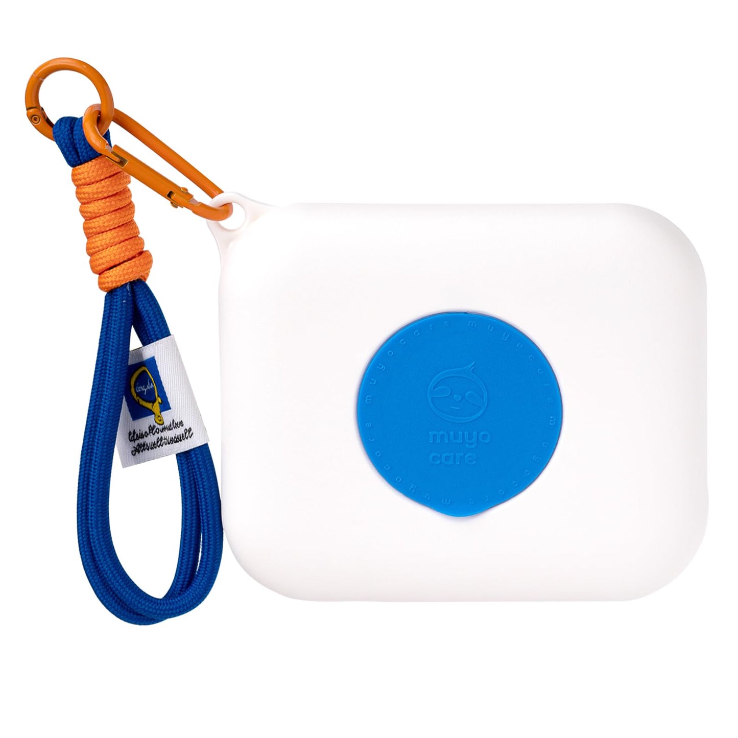 Eraecho Portable Tissue Box, Small Size Pocket Wipe Dispenser, Refillable Travel Wipes Case for Purse & Diaper Bag, Waterproof Bag Pendant (White with Blue Lid)