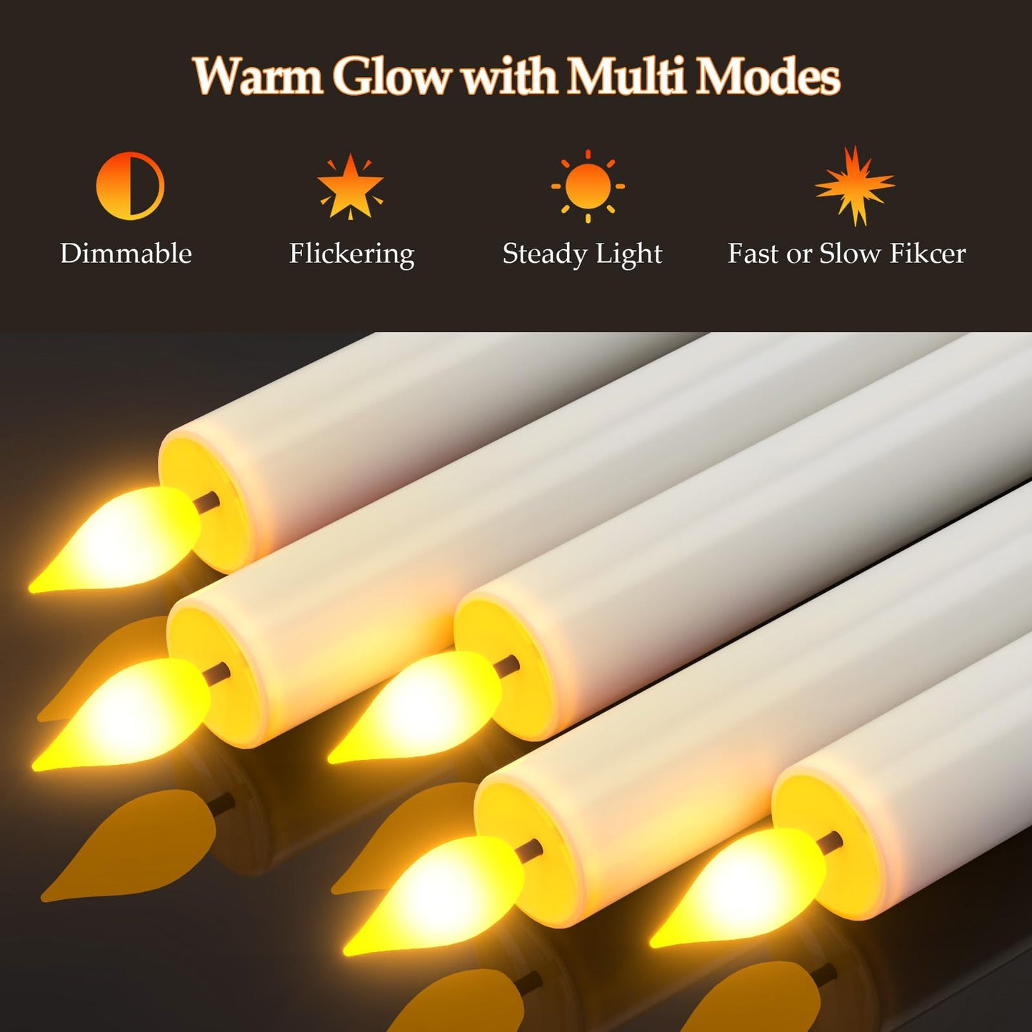 PChero 10 Pcs Rechargeable Flameless Taper Candles with Charging Station, 6.7" LED Candles with Remote & Timer, Battery Operated Flickering Tapered Candlesticks for Window Wedding Christmas Home Decor