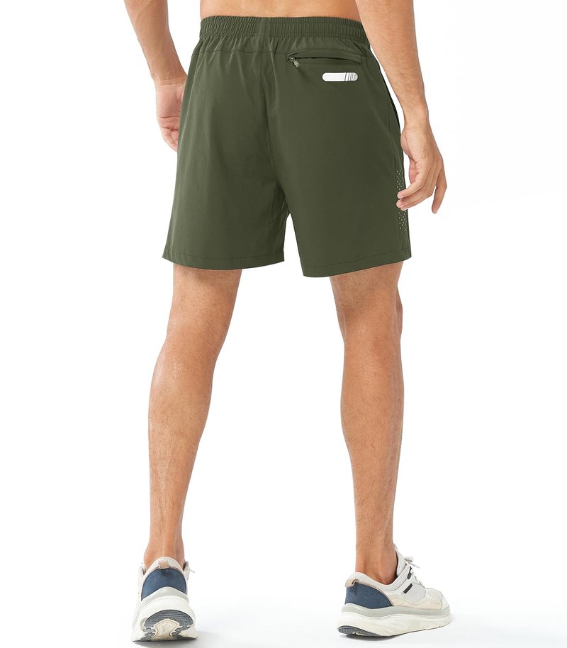 NORTHYARD Men's Athletic Running Shorts Gym Workout 7"/9"/5" Quick Dry Lightweight Sports Basketball Tennis 3 Zipper Pockets ARMYGREEN-5inch 4XL