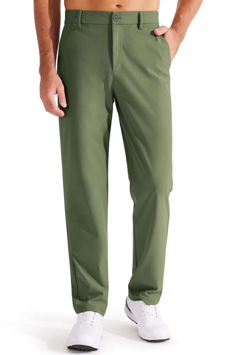 Libin Mens Golf Pants Stretch Work Dress Pants 31" Lightweight Business Casual Pants for Men Classic Fit Comfy Trousers Office Lounge with Pockets, Army Green, 34W x 31L