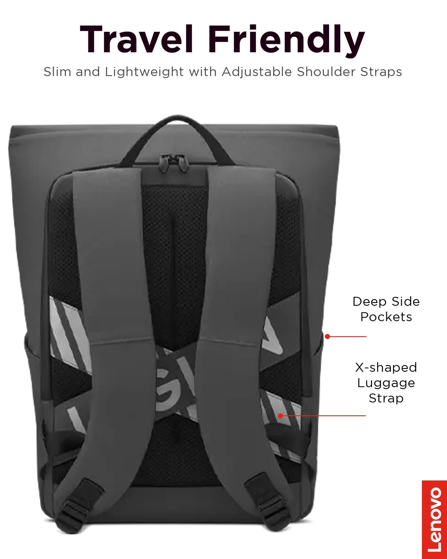 Lenovo Legion Gaming Backpack GB400 for Computers Up to 16 Inch - Lightweight Water Repellant Bag with Multiple Pockets, & Superior Valuables Protection for Gamers (Black)