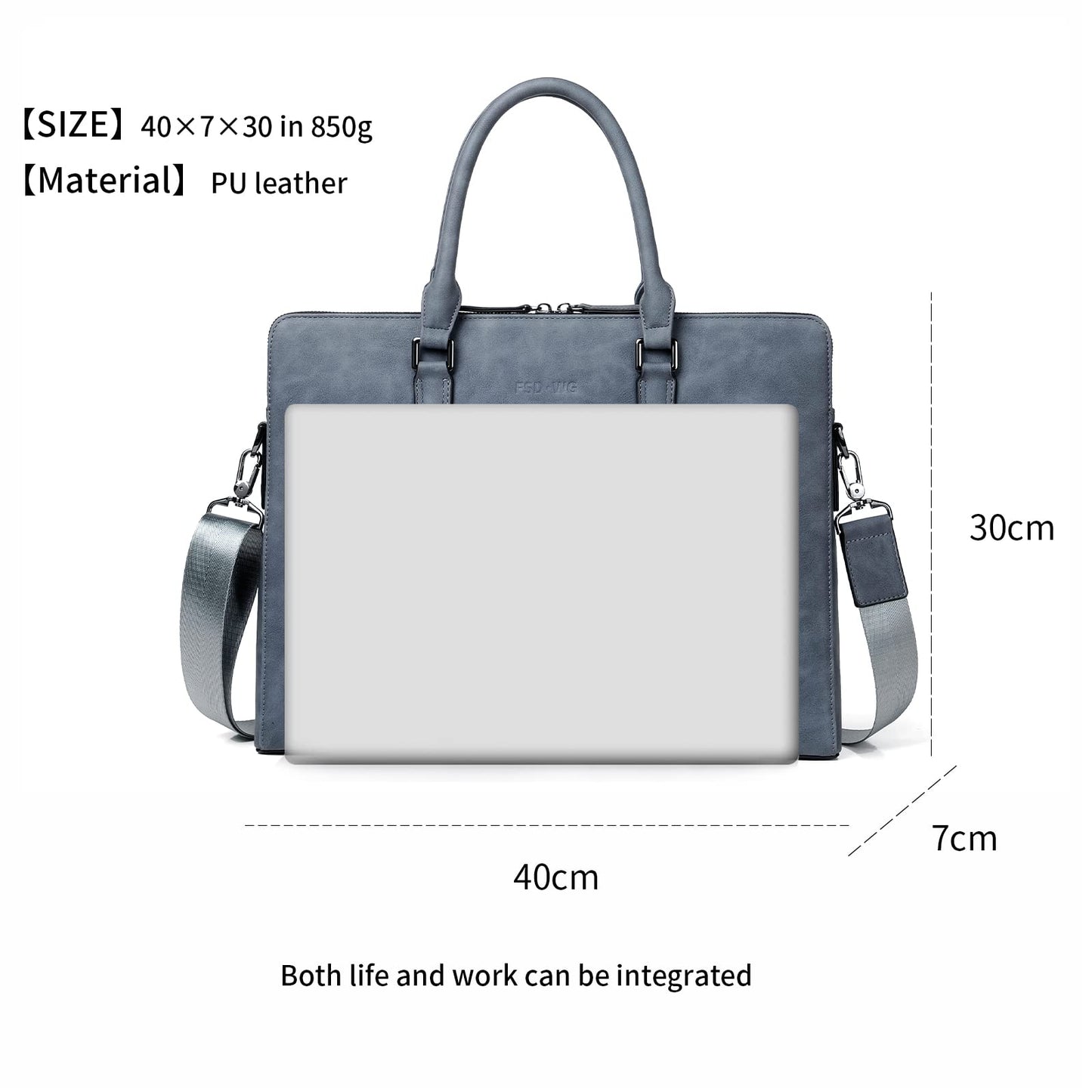 FSD. WG Business Bag Leather Messenger Bag Water Resistant Business Travel Briefcase Handbag Briefcase for Men