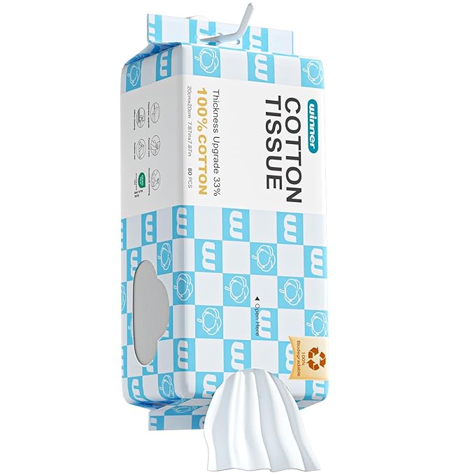 Winner Soft Face Towels, Upgraded Thicker 100% USDA Biobased Facial Towels