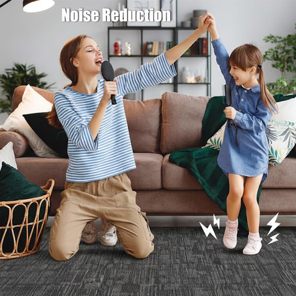 NINXANG Commercial Carpet Tiles Reusable 24" x 24" Squares 18 Tiles Non Slip Soft Floor Carpet for Office Living Room Bedroom Hotel Gym Easy DIY Installation with Flexlok Tabs (Grey)