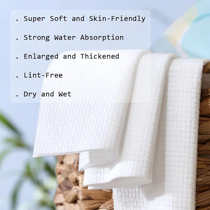 Disposable Face Towels, Facial Cleansing Cloths, Extra Soft Makeup Removing