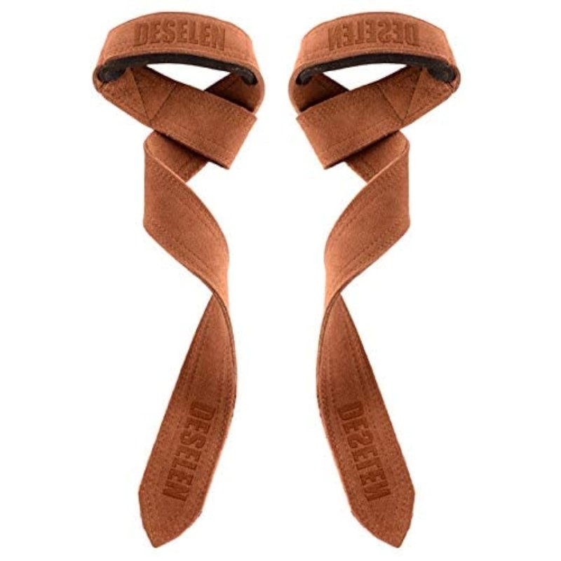 Deselen Leather Weightlifting Straps with Thick Soft Sponge Lining Wrist Loop, Gym Workout Excellent Gripping Deadlift Straps, Great for Bodybuilding, Strength Training, Pair (2)