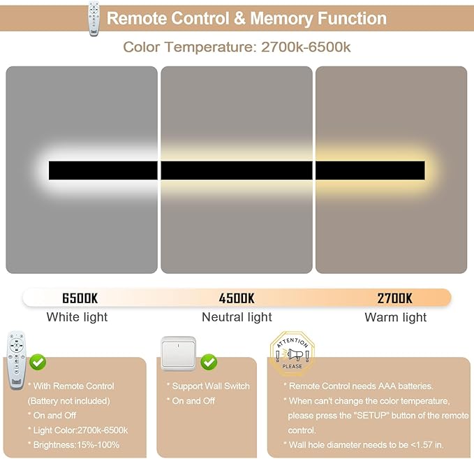 2 Pcs 79in Modern Outdoor Wall Lights, 2700K-6500K Dimmable Outdoor Wall Sconce Long Wall Light with Remote Control Exterior Linear Wall Lighting Fixtures for Garage House