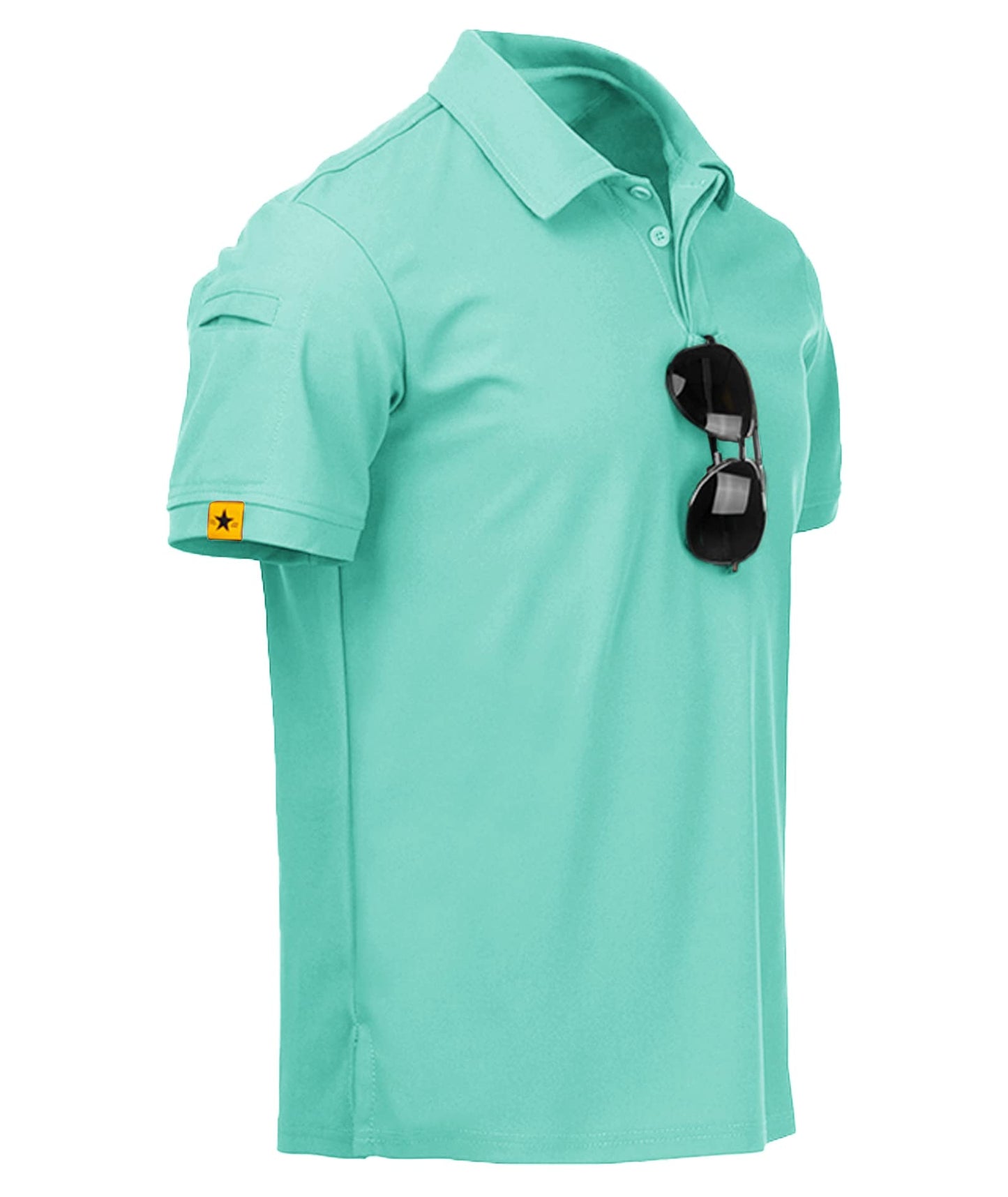 ZITY Mens Polo Shirt Short Sleeve Sports Tactical T-Shirt Athletic Golf Polos Daily Casual Stylish Collared Shirts for Men Turquoise Blue Medium