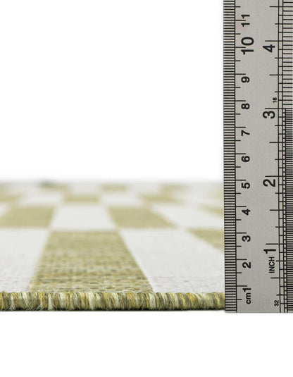 Unique Loom Outdoor Striped Collection Area Rug - Striped (5' 1" x 7' 1" Rectangle Green/Ivory)