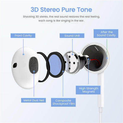 2 Pack USB C Headphones for iPhone 17, Type C Earbuds Wired Earbuds with Microphone & Remote Control Noise Cancelling Earphones, Compatible with iPhone 17 Pro Max, iPad Pro, Most USB C Jack Devices