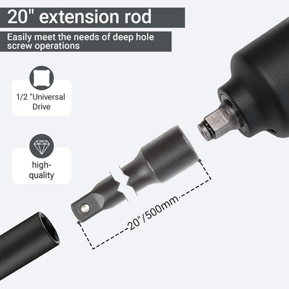 1/2 Inch Drive Extension,1/2" Impact Extension Bar,20" Long Socket Wrench Extender,Cr-V Steel