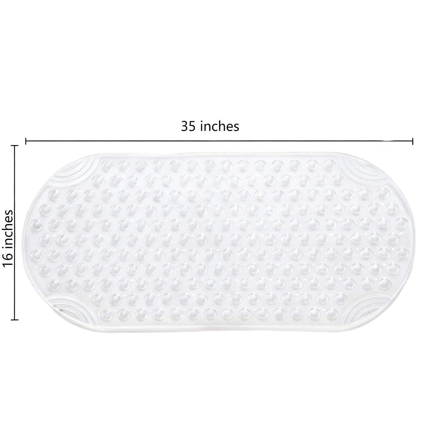 Anti Slip Bathtub Mat,Non Slip Bath Mat,16x35 Inch Extra Long Tub Mat,Machine Washable Bathroom Shower Mat with Suction Cups and Drainage Holes,Soft on Feet (White)