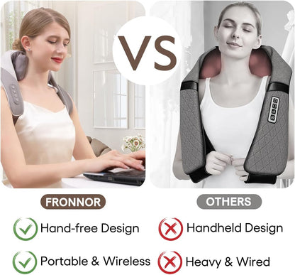 Neck Massager with Heat Function Wireless Portable Neck Shoulder Massager,2 Modes 2 Levels Massager Women Men Gift-Home,Car,Office