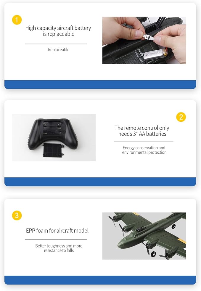 Goolsky FX817 RC Airplane B-17 Bomber Model 2 Channel RC Plane 2.4Ghz Remote Control Airplane Ready to Fly Foam Glider Fixed Wing Aircraft Flight Toys for Beginners and Adults