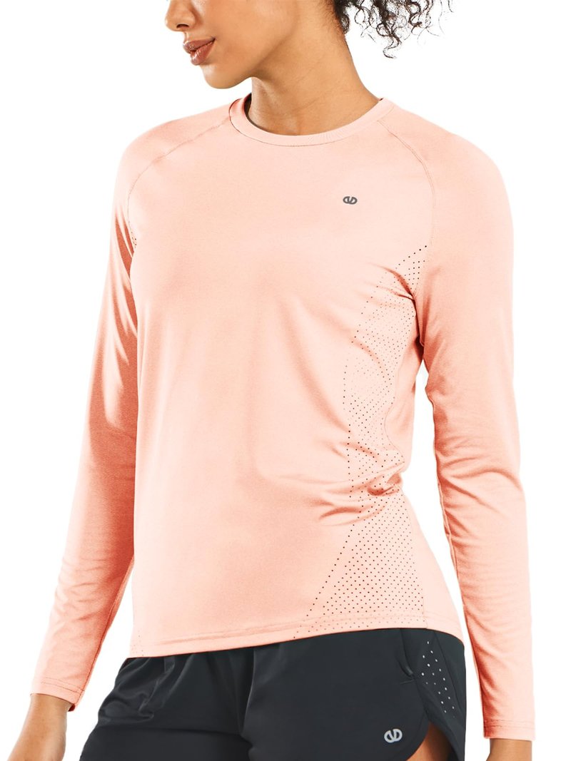 ALLZERO Rash Guard for Women UPF 50+ Long Sleeve Sun Shirts Quick Dry SPF Shirts for Workout Hiking Fishing PINKHEATHER-L