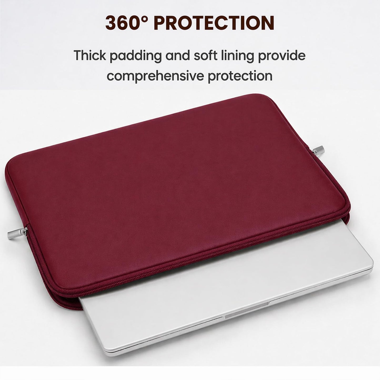 RAINYEAR 15.6 Inch Laptop Sleeve Soft PU Leather Case Protective Water Resistant Zipper Padded Cover Carrying Bag Compatible with 15.6" Notebook Computer Chromebook(Red)