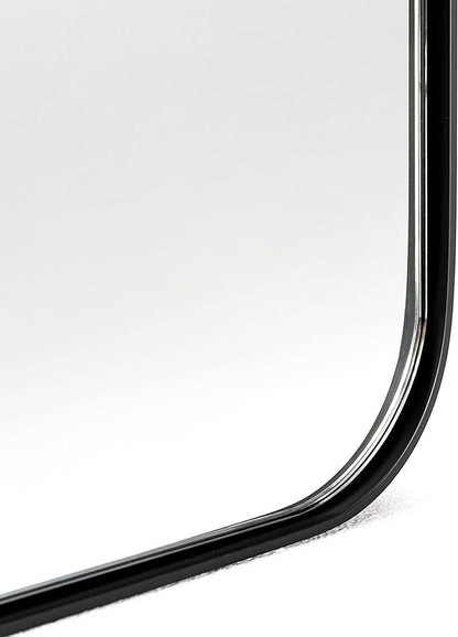 Black Bathroom Mirrors for Over Sink, 24 x 36 Inch Rounded Corner Rectangle Bathroom Vanity Mirror for Wall, Hangs Horizontally or Vertically