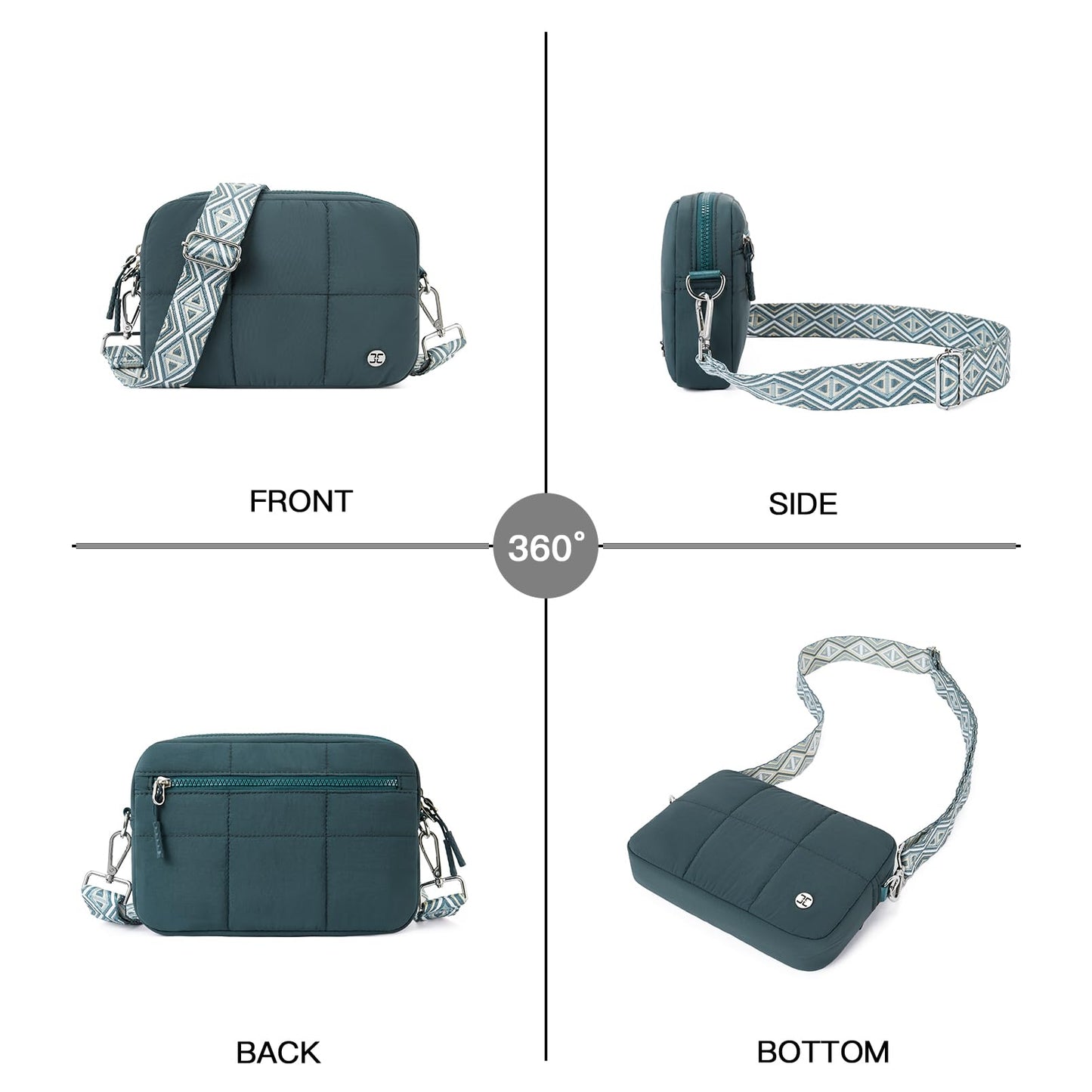 Telena Crossbody Bags for Women Cross Body Purse with Guitar Strap Lightweight Puffer Shoulder Bag for Travel