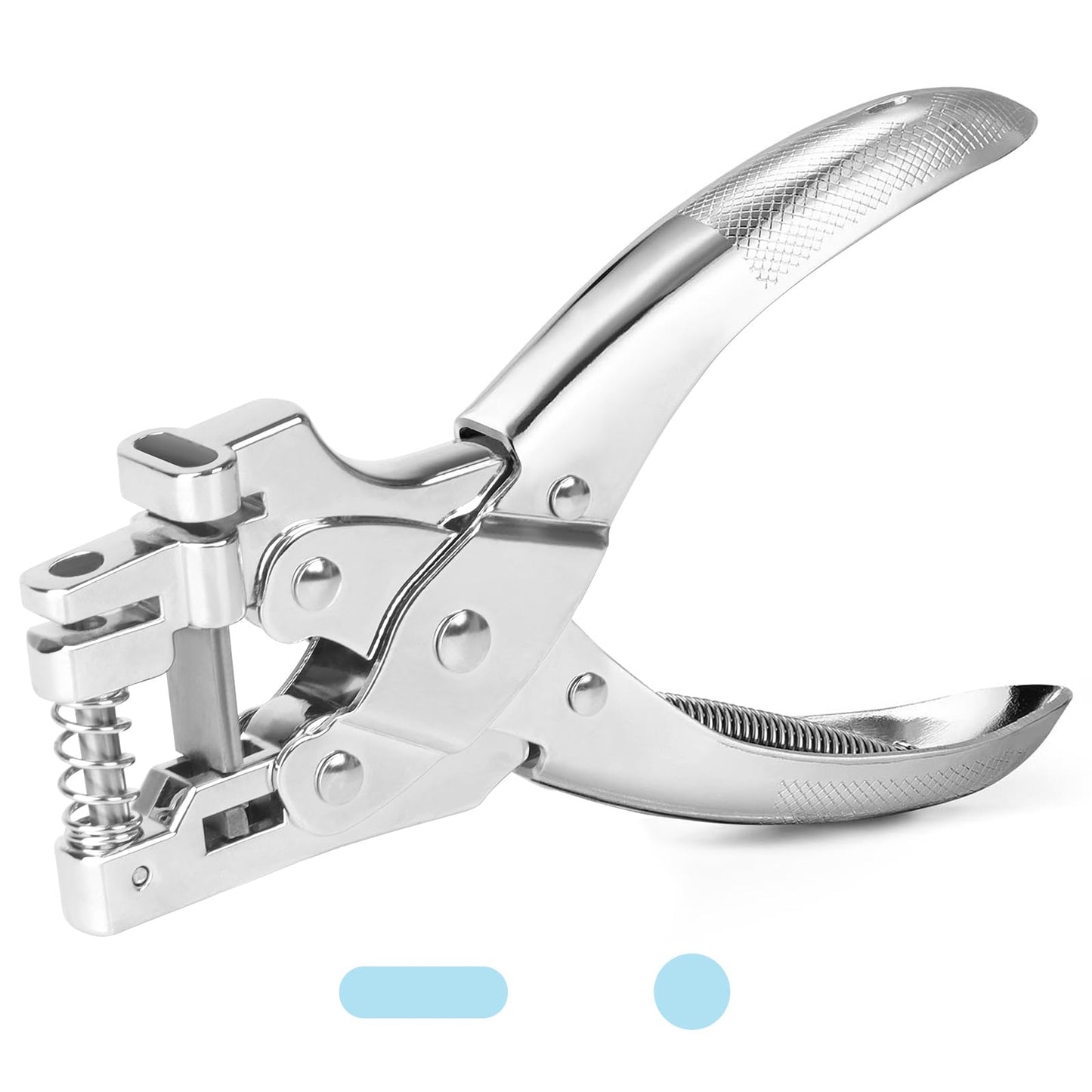 CAETOUNG 2 in 1 Badge Slot Hole Punch for ID Cards, Heavy Duty Hand Punch Metal Hole Puncher for PVC Material, Business Cards, Paper and Cardstock (5mm Round Hole &13mm X 3mm Slot Hole, Silver)