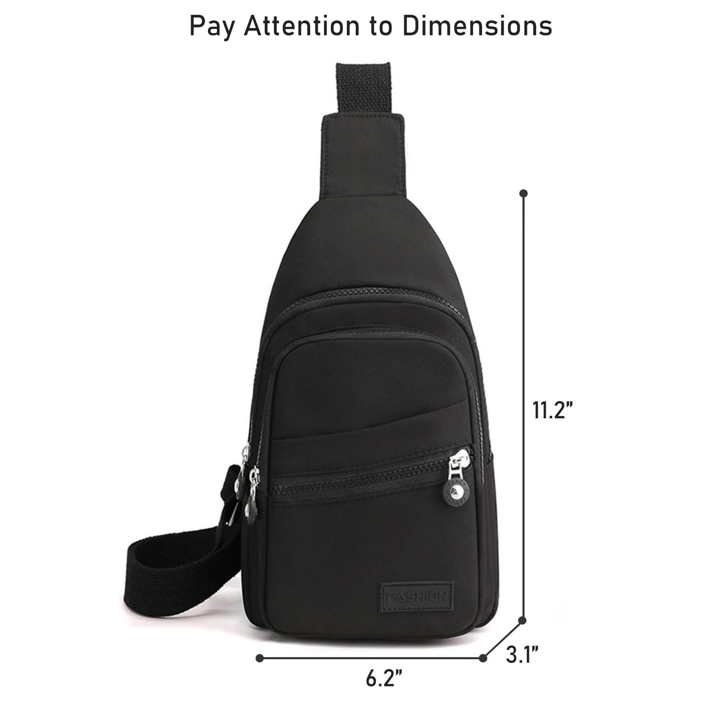 Cross Body Bag Sling Backpack Fanny Pack Small Crossbody Bags for Women Trendy - Black
